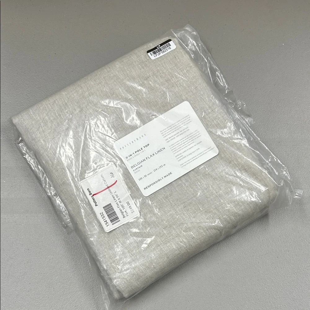 Pottery Barn Belgian Flax Linen Unlined Curtain Window Panel 100